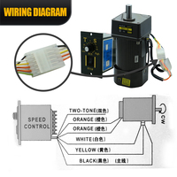 Motor de Inducción de CA Monofásico de 220V con Controlador de Velocidad, Motor con Engranajes Reversible de Velocidad Variable para Transportador