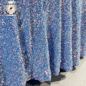 <span class=keywords><strong>Nappe</strong></span> bleue irisée en velours à paillettes de qualité supérieure, idéale pour les mariages, les baby showers, les banquets et les événements haut de gamme - Product Image 5