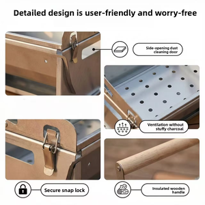Barbecue portable à charbon de bois avec broche rotative, support de barbecue détachable, pliable pour camping et pique-nique en extérieur - Product Image 2