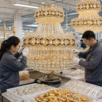 Lampu Chandelier Kristal Kaca LED Mewah untuk Proyek Kustom Ruang Makan Hotel Produk Baru Dekoratif