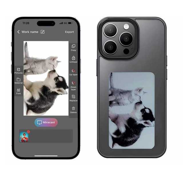 Focuses New Designer Luxury NFC DIY Smart E Ink Screen Display Mobile Phone Cases Cover for iphone 15 Promax case