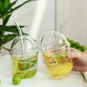 Calcomanías personalizadas Taza de café Iced American Coffee Glass Sublimation Boo BA Cup Summer Office Home Glass Water Cup con tapa y pajita - Product Image 1