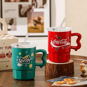 Mug en céramique Coca-Cola avec couvercle et paille 350 ml, idéal pour un cadeau et un usage quotidien - Product Image 5