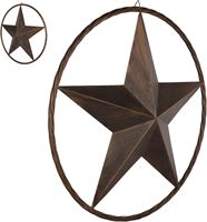 Grand style rustique Texas Lone Star brun foncé Décoration intérieure occidentale vintage; Métal Grange étoile cercle extérieur décoratif pour usage domestique