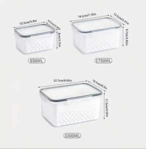 FCM-certified Plastic Fridge <b>Storage</b> Containers with Colander BPA-Free Vegetable Fruit Refrigerator Organizer for Food - Product Image 3
