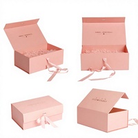 Boîte cadeau rigide à couvercle à charnière rose, écologique, imperméable, recyclable, haut de gamme, personnalisée, pour l'emballage de cosmétiques et de cadeaux pour femmes