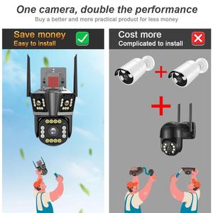 6MP draadloze IP-camera beveiliging nachtzicht waterdicht PTZ <span class=keywords><strong>3</strong></span> lens drie schermen wifi CMOS-sensor voor buitenbewaking - Product Image 3