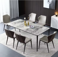 Table à manger et chaise en pierre frittée de style nordique pour usage domestique Table à manger rectangulaire brillante de luxe minimaliste moderne