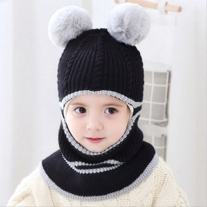 Chapeaux d'hiver pour enfants Oreilles Filles Garçons Enfants Bonnets chauds Ensemble écharpe <span class=keywords><strong>Bonnet</strong></span> bébé Enfant <span class=keywords><strong>Bonnet</strong></span> tricoté mignon pour fille garçon - Product Image 6