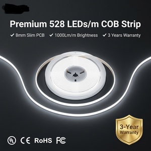 Bande LED COB fine de 8 mm de largeur, 528 LED/m, 12V 24V, sans points, flexible, avec un angle de 180 degrés pour éclairage de profil - Product Image 2