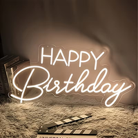 Enseigne néon LED personnalisée Joyeux Anniversaire 12V, lumière néon acrylique à intensité variable pour fête d'anniversaire, décoration murale de la maison, cadeau