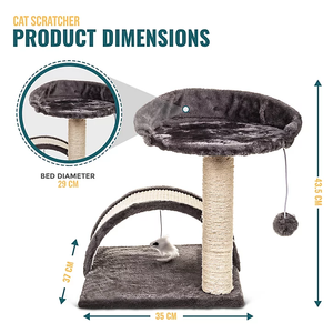 Pawise bán buôn tùy chỉnh tối màu xám sisal gỗ cây mèo với nền tảng chống xước mèo scratcher cho Kitten chơi và phần còn lại - Product Image 4