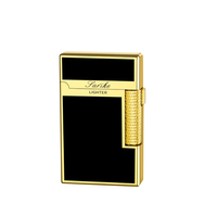 Briquet à roue coulissante latérale en métal de haute qualité, coupe-vent, à double flamme au butane, cadeau pour homme, accessoires pour fumeurs