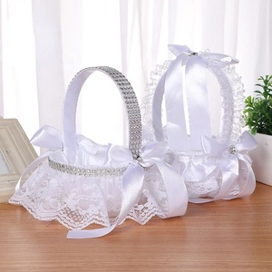 Panier de fleurs en dentelle pour demoiselle d'honneur, panier de fleurs blanches pour fille, Vintage, rustique, cérémonie de <span class=keywords><strong>mariage</strong></span>, décorations de <span class=keywords><strong>Table</strong></span> de douche nuptiale - Product Image 6