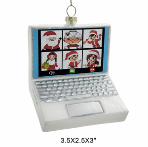 Adorno Navideño para Árbol de Navidad, Adorno de Cristal para Ordenador con Diseño de Grinch y Papá <span class=keywords><strong>Noel</strong></span> para Videollamadas - Product Image 4