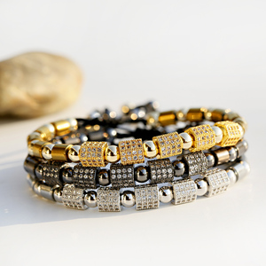 Bracelets de charme ajustables en macramé hexagonal transparent en zircon de luxe 3 couleurs pour hommes et femmes - Product Image 4