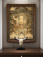 Toile Thangka tibétaine encadrée avec impression numérique pour décoration murale Bouddha, idéale pour salon, bureau, entrée