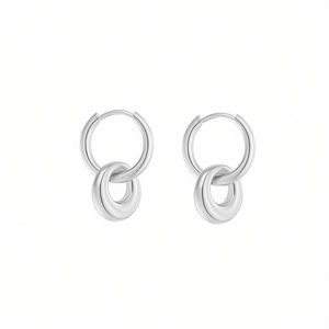 เอมี่ เอมี่แฟชั่นต่างหูห่วงโลหะผสมชุบเงินออกแบบทางเรขาคณิตสำหรับผู้หญิงสไตล์คลาสสิกเครื่องประดับของขวัญ PE2538 - Product Image 3