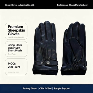 <span class=keywords><strong>Gants</strong></span> en cuir de mouton pour <span class=keywords><strong>homme</strong></span>, doublure 100 % polyester, chauds pour l'<span class=keywords><strong>hiver</strong></span>, avec poignet réglable - Product Image 1