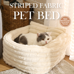 Venta al por mayor de fábrica, cama de terciopelo de conejo a rayas gruesas para mascotas, sofá cama plegable para perros y gatos - Product Image 2