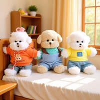 Porte-clés en peluche chien articulé et flexible de 15 cm, breloque de sac chiot mignon avec plusieurs tenues, pendentif en peluche créatif fait main
