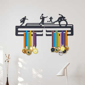 Étagère murale bricolage personnalisée en usine support d'affichage de <span class=keywords><strong>cintre</strong></span> de médaille de découpe laser à bas prix - Product Image 2