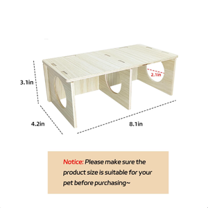 Maison et tunnel d'exploration pour hamster en bois détachable sur mesure à 2 compartiments - Product Image 2