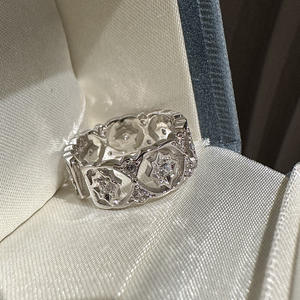 แหวนเงินแท้ S925 รูปดาวหกแฉก สไตล์โบราณ ดีไซน์เฉพาะตัว ประดับฝังแบบทันสมัย เรียบง่าย สง่างาม ดูมีระดับ แบบโปร่ง - Product Image 1