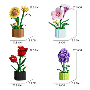 Blocs de construction de fleurs, bouquet <span class=keywords><strong>3D</strong></span>, plantes, tournesol, rose, briques, kits, jouets éducatifs pour enfants, cadeaux romantiques, 13034 - Product Image 3