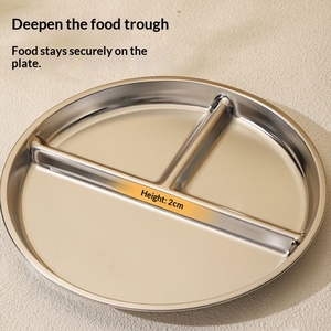 Plato Dividido de Acero Inoxidable Grabado, Apto para Microondas, para Camping, 9 Pulgadas, Control de Porciones para Adultos y Niños Pequeños, <span class=keywords><strong>Dieta</strong></span> Bariátrica y Diabética - Product Image 5