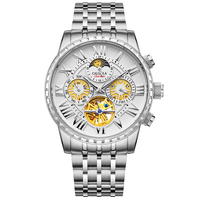 Montre mécanique automatique Caluola ODM/OEM, tourbillon, squelette, acier inoxydable, analogique, saphir, résistante à l'eau
