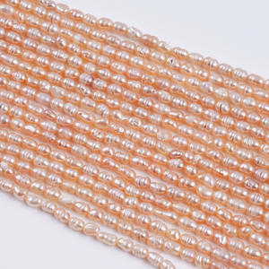 Collar de Perlas de Agua Dulce Naturales al por Mayor de Zhuji, 3-4 mm, Forma de Arroz, Blancas, Semi-Acabadas, Accesorios de Joyería para DIY - Product Image 4