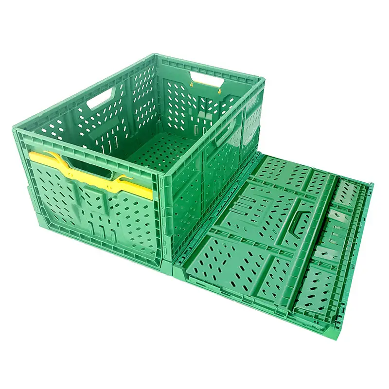 600*400 hot sale reusable virgin pp stacking storage folding collapsible plastic foldable vegetable crate for agriculture fruits