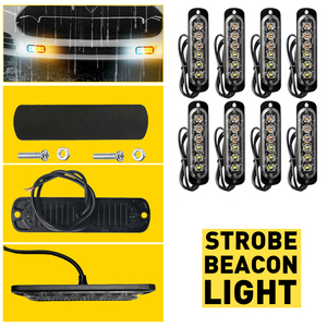 AUXITO 8X ambre/blanc 6LED voiture camion balise d'urgence avertissement danger Flash lumière stroboscopique - Product Image 5