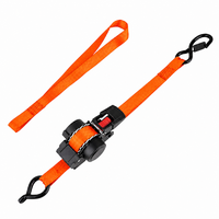 Sangle à cliquet rétractable pour moto 25 mm 680 kg, sangle de fixation robuste avec crochets recouverts de caoutchouc pour la sécurisation des charges de remorque