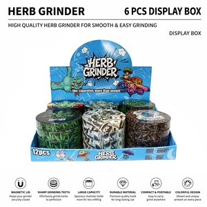 <b>Herb</b> <b>Grinder</b> 63mm Round Zinc Alloy Magnetic Lid Dry <b>Herb</b> <b>Grinder</b> with Full Printed Art Design for Smoking Accessories - Product Image 1