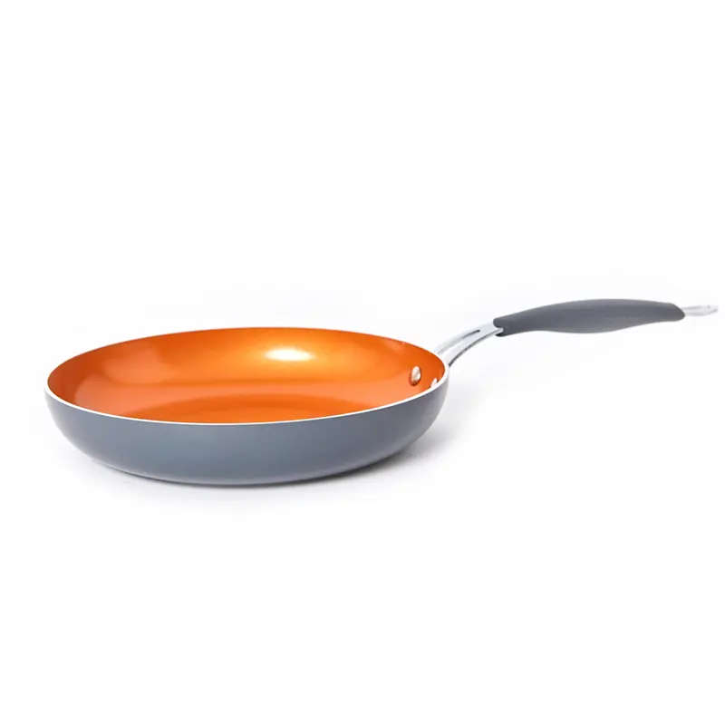 Aluminum Ceramic Coating Fry Pan Green Color With Silicon Handle
