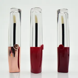 빈 타원형 모양 캡 립글로스 튜브 부드러운 지팡이 3.5ml 젖빛 레드 또는 로즈 골드