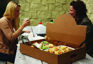 Boîte de présentation alimentaire en carton pop-up <span class=keywords><strong>à</strong></span> quatre coins, adaptée aux aliments et aux boissons, avec laminage mat, et pliable. - Product Image 2