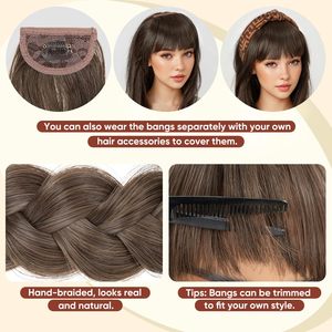 Diadema Trenzada con Flequillo Desmontable de 3 Clips, Extensiones de Cabello Sintético, Flequillo Postizo para Mujer, Venta al por Mayor - Product Image 5