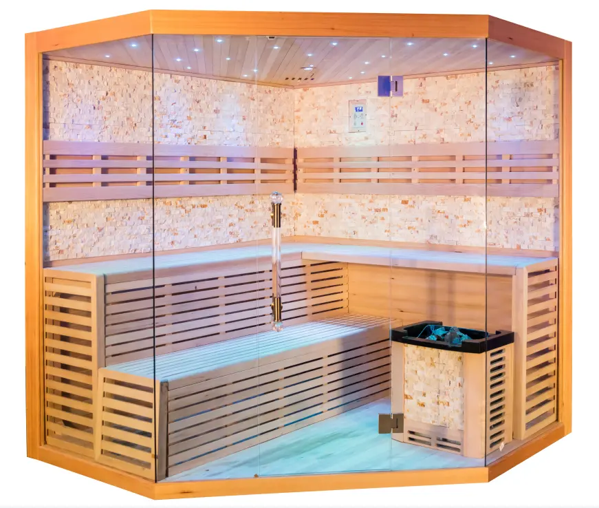 Luxury fashion indoor family size steam sauna with double bench