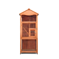 Grande volière de luxe moderne en bois massif avec cage à oiseaux en grillage métallique coupe-vent pour extérieur toutes saisons, petites maisons, abri de cage
