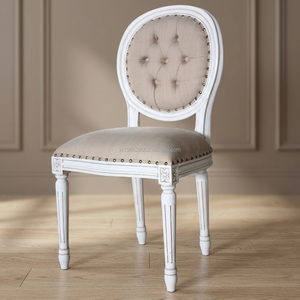 Vintage Solid <b>Oak</b> Wooden Dining Chairs White Distressed French Oval Back Farmhouse Antique Dinning Room Furniture Home - Product Image 3