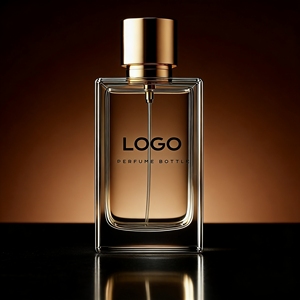 Nuevo Envase Personalizado de 50 ml y 100 ml, Botella de Vidrio Cuadrada Transparente Vacía con Pulverizador de Bomba, Botella de Perfume de Vidrio Pulido con Tapa Dorada - Product Image 1
