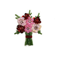 Bouquet de plantes de l'industrie lourde tridimensionnelle fleur Sequin Patch tissu à coudre perles de feutre vêtements écharpes accessoires de conception