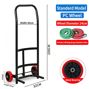 1. Chariot industriel à roues pour bouteilles de gaz, chariot de transport en acier pour bouteilles avec roues à frein et sangle de sécurité pour acétylène et propane - Product Image 3