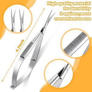 Tijeras de Cejas de Acero Inoxidable con Mango Plano, Rectas y Curvas, Micro Tijeras, Herramienta de Belleza - Product Image 5