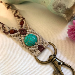 Lanyard Turquoise Stone Keys Badge Custom Phone Knitted Pendant <b>Ornament</b> DIY Hanging String Chain Polyester Material - Product Image 5