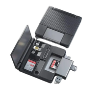 Lector de tarjetas multifuncional 7 en 1 con interfaz USB Estuche para tarjetas SD TF Adaptador OTG USB2.0 Adaptador tipo C Caja de almacenamiento de tarjetas