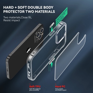 Protection contre les chutes Coque arrière 2.0mm pour <span class=keywords><strong>iPhone</strong></span> 17 16 15 14 13 12 <span class=keywords><strong>11</strong></span> Coque PC transparente pour <span class=keywords><strong>iPhone</strong></span> 17 Coque de téléphone à bouton métallique - Product Image 3